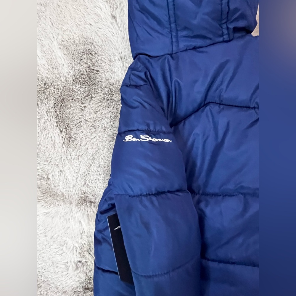 NEW Ben Sherman Puffer Jacket Sherpa hood, fleece lined Coat Blue Red 12 months - Picture 6 of 6